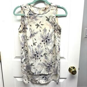 Philosophy Republic Clothing Ivory Floral Bird Blouse, Sleeveless, Size XS